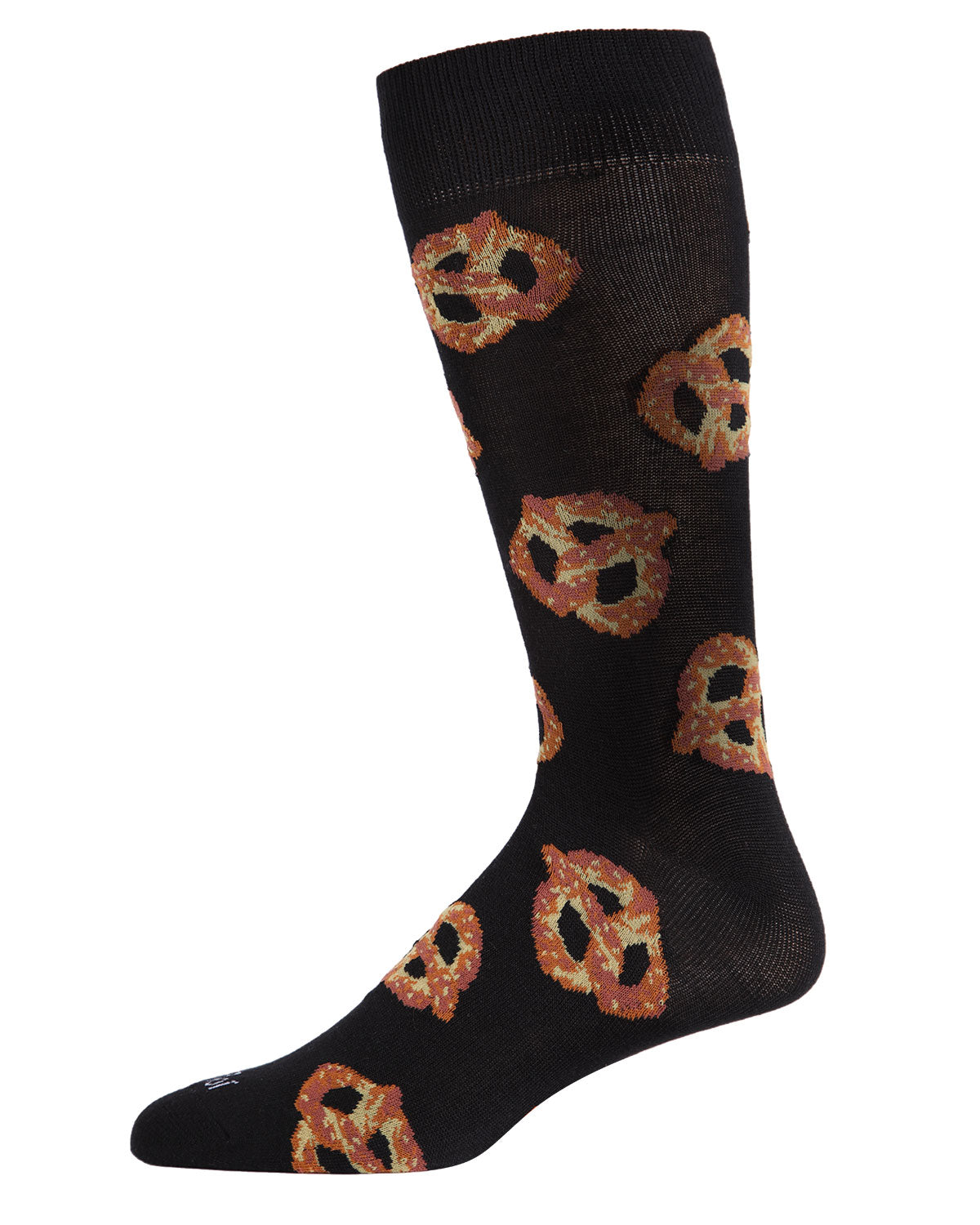 Men's Pretzel Pattern Rayon from Bamboo Blend Novelty Crew Sock : Color: Black