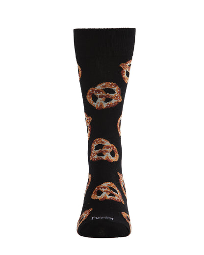 Men's Pretzel Pattern Rayon from Bamboo Blend Novelty Crew Sock : Color: Black