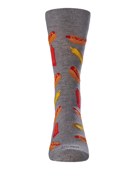 Men's Tasty Hot Dogs Bamboo Blend Novelty Crew Sock : Color: Medium Gray