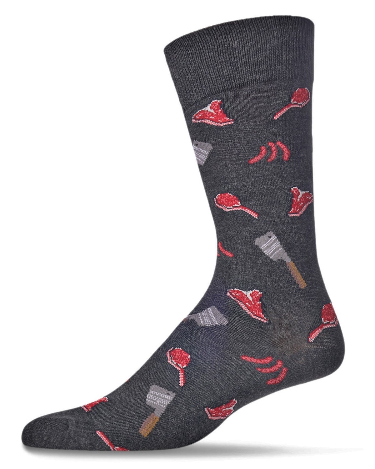 Men's Meat Loving Bamboo Blend Novelty Crew Sock : Color: Black