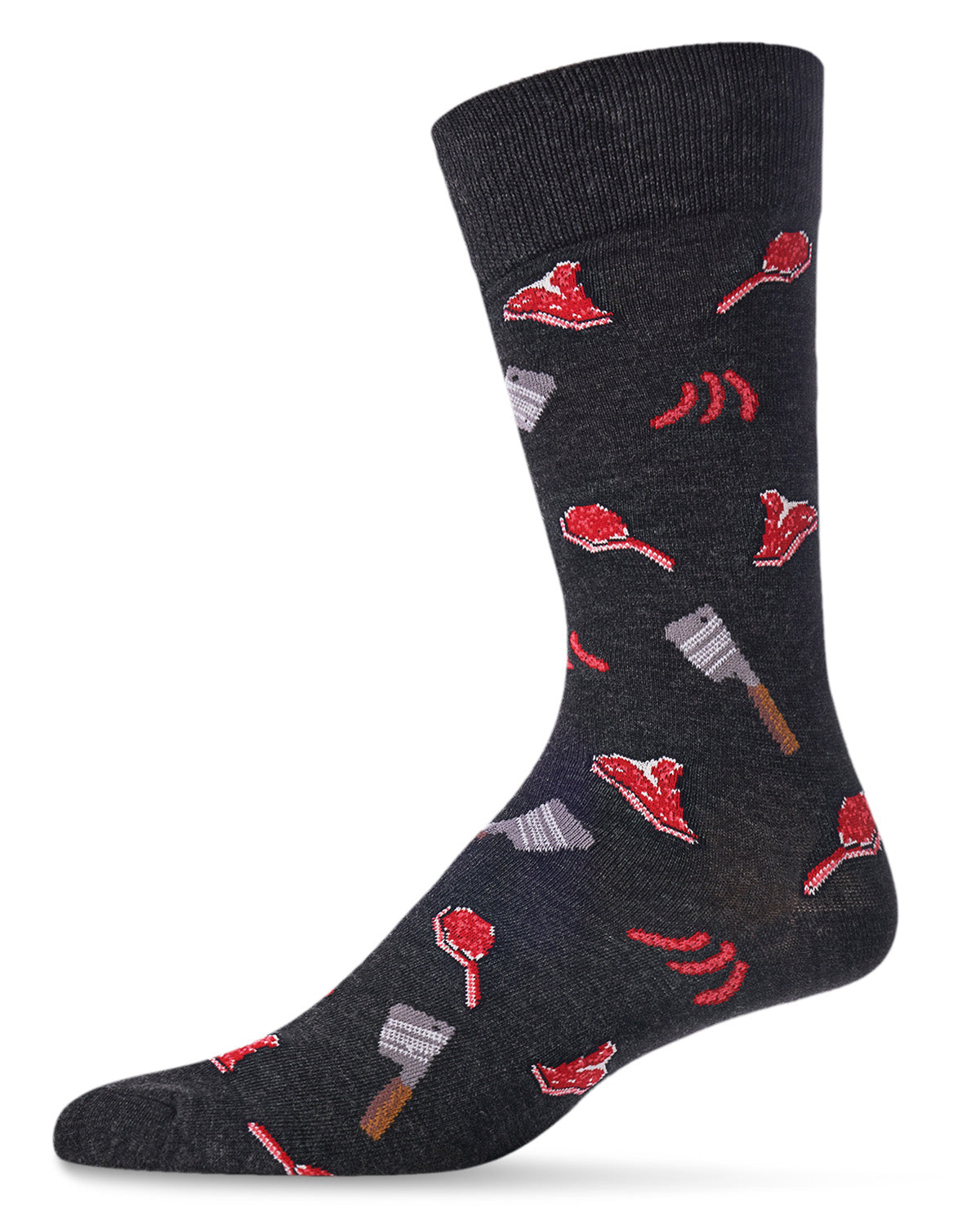 Men's Meat Loving Bamboo Blend Novelty Crew Sock : Color: Dark Gray