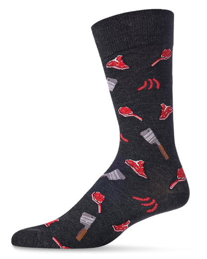 Men's Meat Loving Bamboo Blend Novelty Crew Sock : Color: Dark Gray