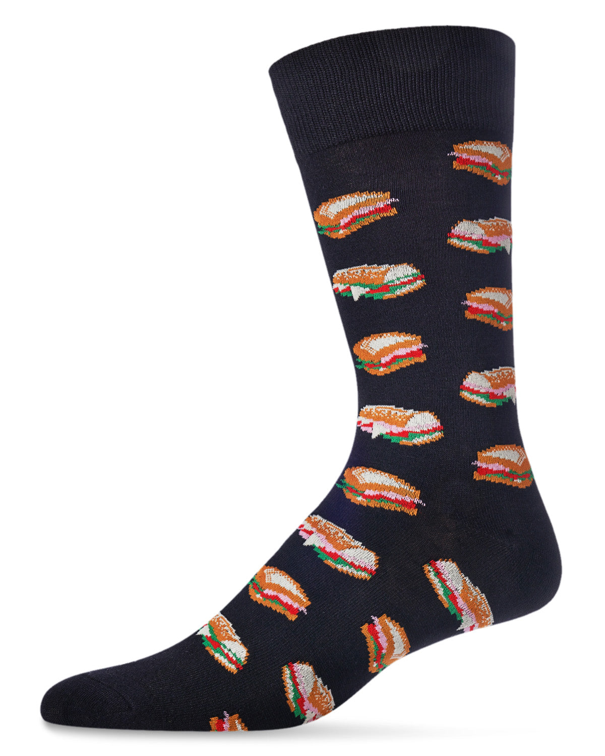 Men's Tasty Hoagies Bamboo Blend Novelty Crew Sock : Color: Black