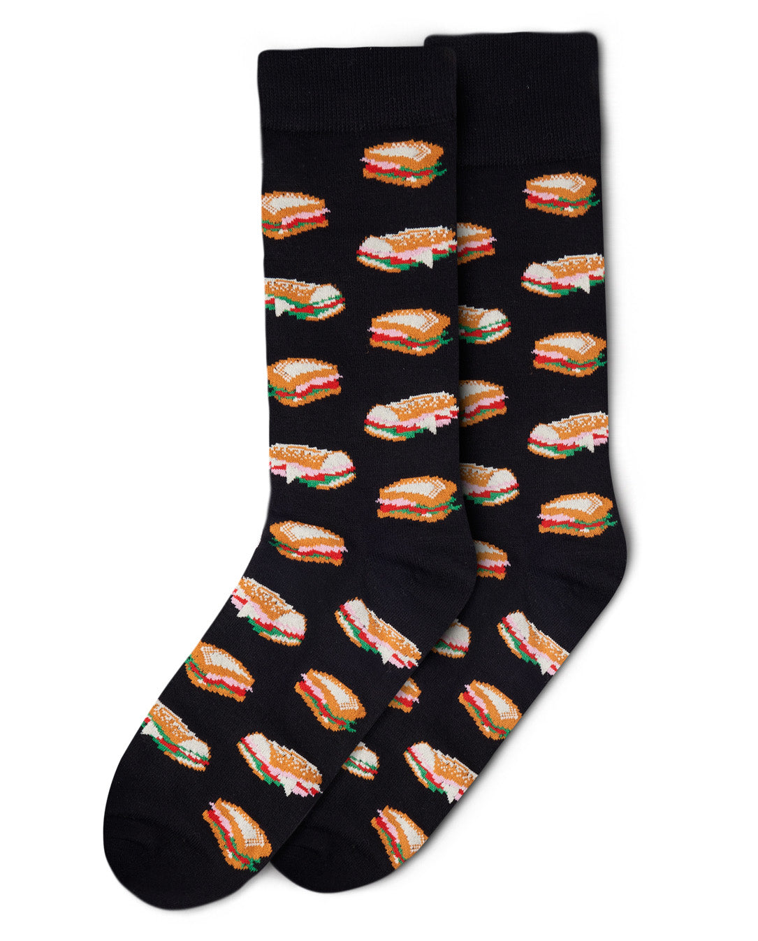 Men's Tasty Hoagies Bamboo Blend Novelty Crew Sock : Color: Black