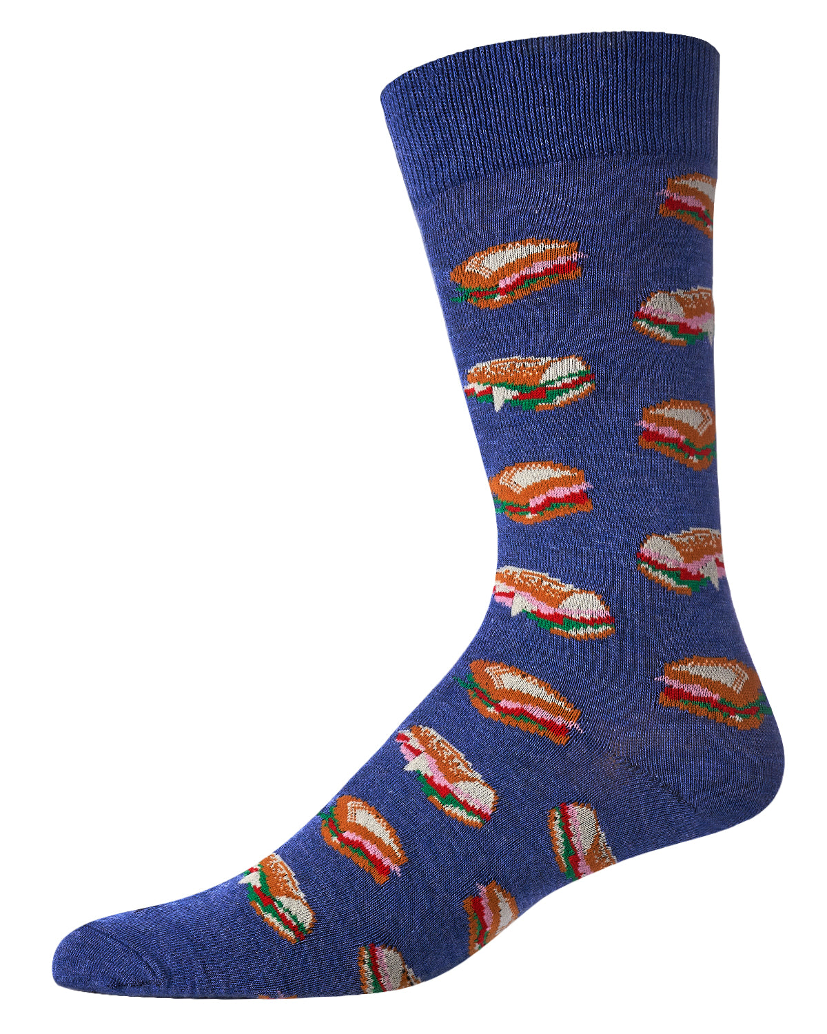 Men's Tasty Hoagies Bamboo Blend Novelty Crew Sock : Color: Denim