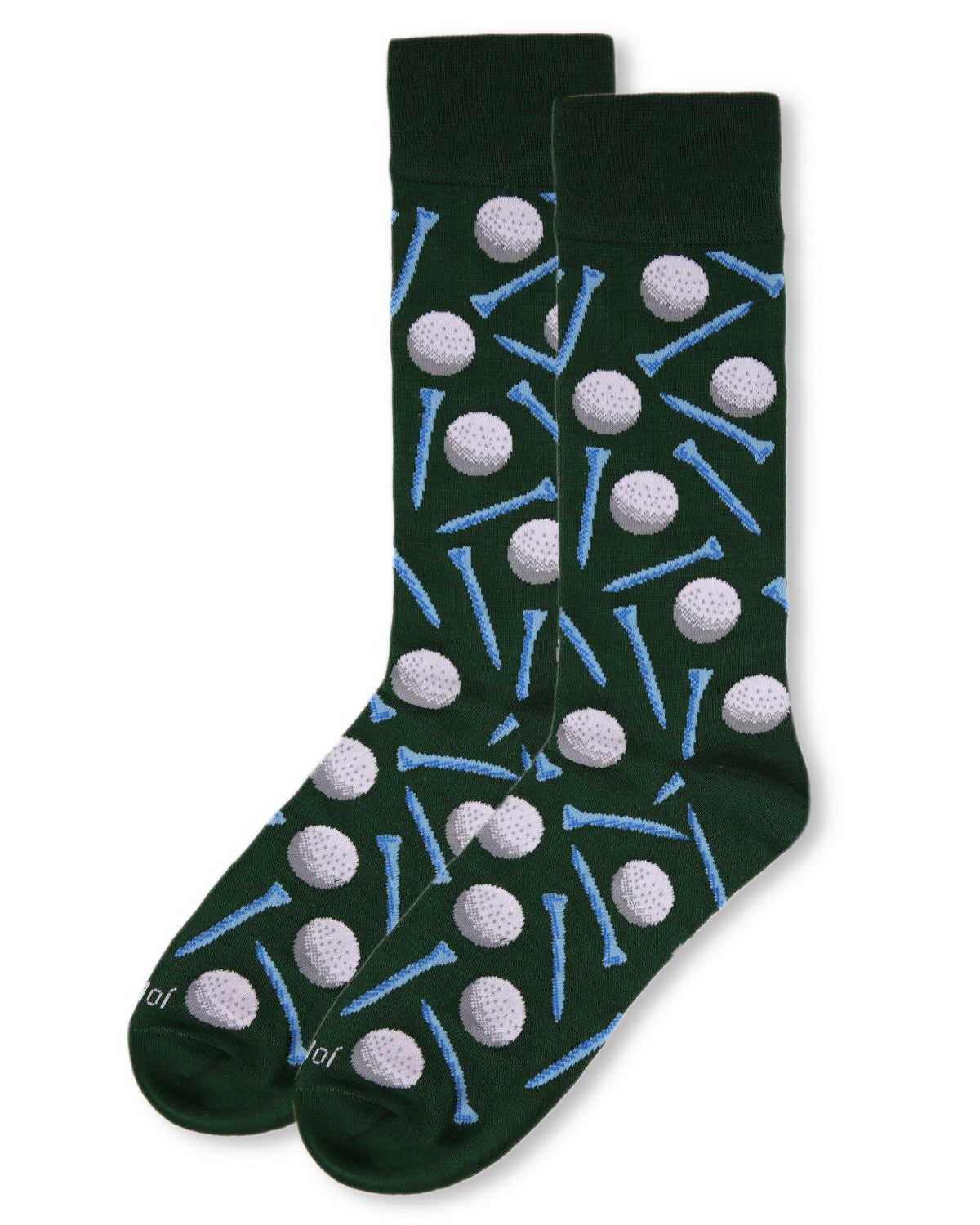 Men's "Golf Ball and Tee" Rayon from Bamboo Blend Novelty Crew Sock : Color: Dark Green