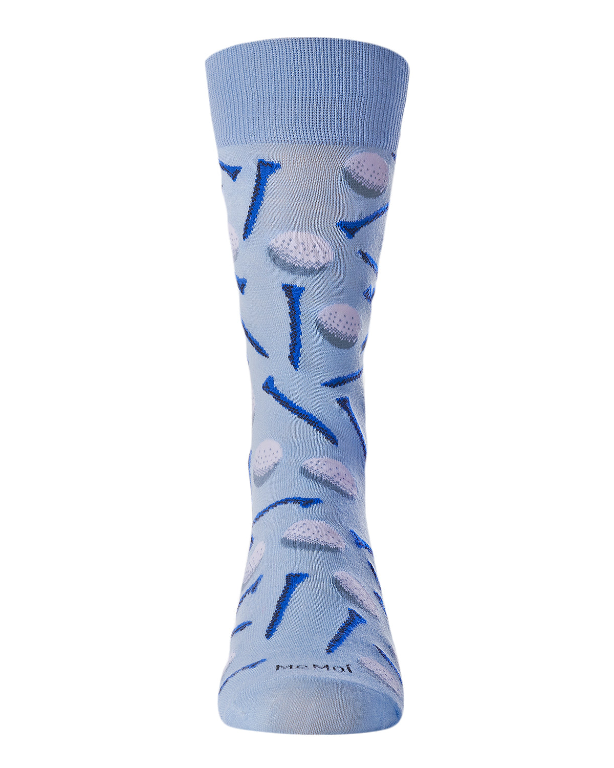 Men's "Golf Ball and Tee" Rayon from Bamboo Blend Novelty Crew Sock : Color: Light Blue