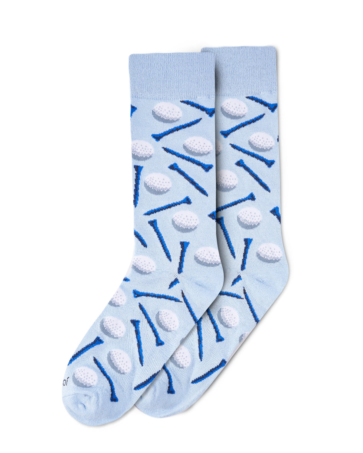 Men's "Golf Ball and Tee" Rayon from Bamboo Blend Novelty Crew Sock : Color: Light Blue