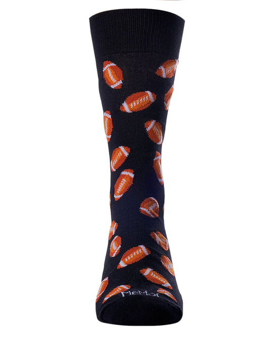 Men's "Football Fan" Rayon from Bamboo Blend Novelty Crew Sock : Color: Black