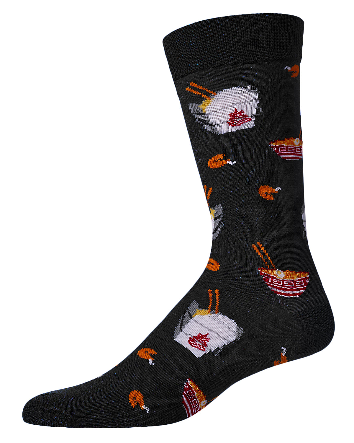 Men's Let’s Order Takeout Bamboo Blend Novelty Crew Sock : Color: Black