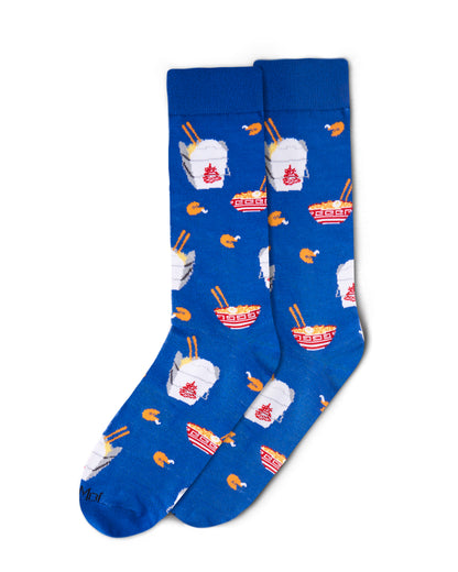 Men's Let’s Order Takeout Bamboo Blend Novelty Crew Sock : Color: Royal Blue