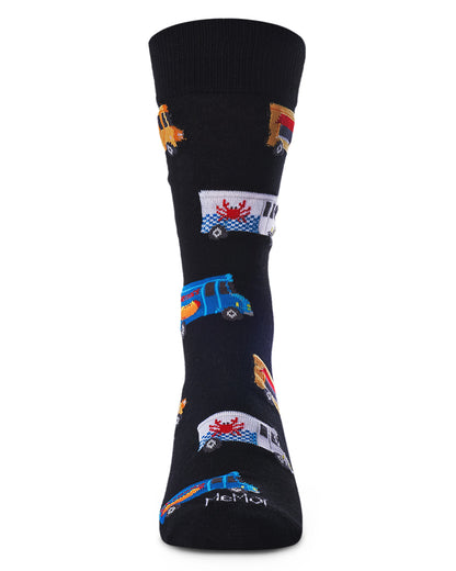 Men's Colorful Food Trucks Bamboo Blend Novelty Crew Sock : Color: Black