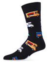 Men's Colorful Food Trucks Bamboo Blend Novelty Crew Sock : Color: Black