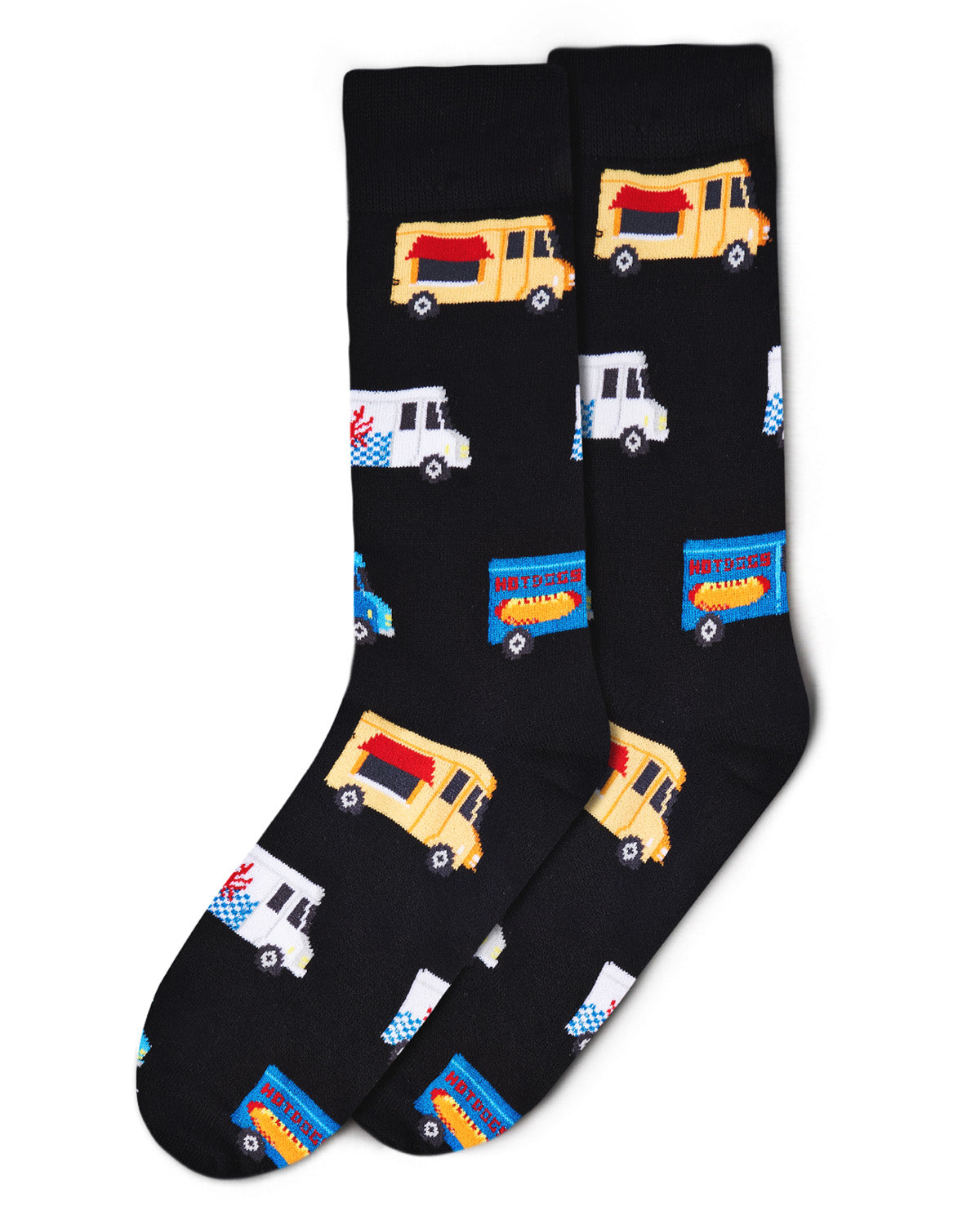 Men's Colorful Food Trucks Bamboo Blend Novelty Crew Sock : Color: Black