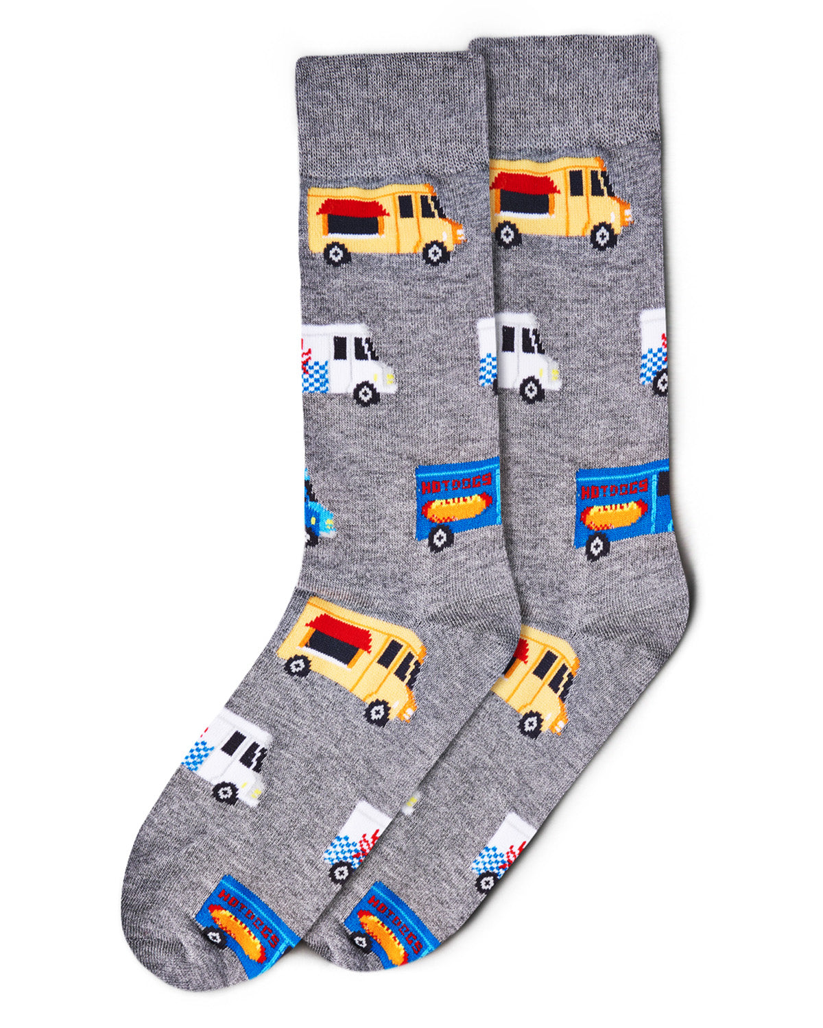 Men's Colorful Food Trucks Bamboo Blend Novelty Crew Sock : Color: Black