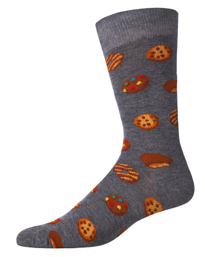 Men's Tasty Cookies Bamboo Blend Novelty Crew Sock : Color: Medium Gray
