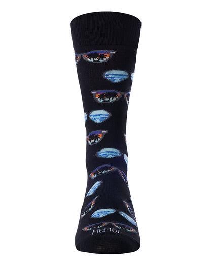 Men's Cool Sunglasses Bamboo Blend Novelty Crew Sock : Color: Black