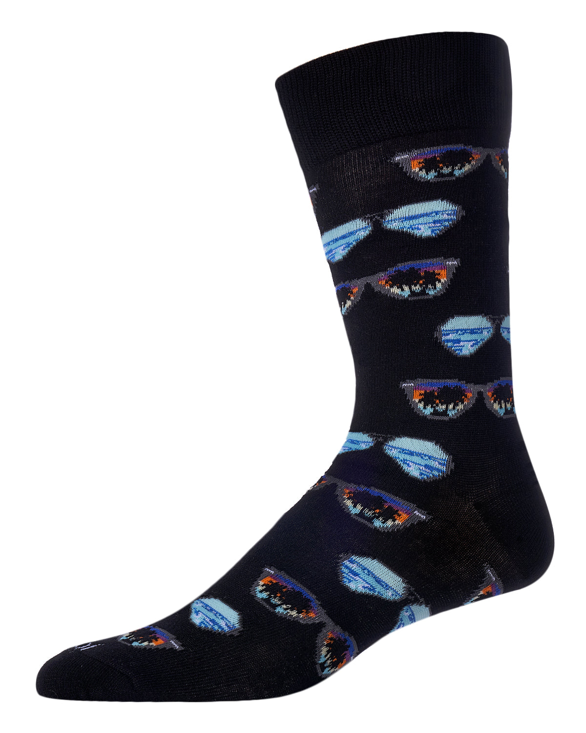 Men's Cool Sunglasses Bamboo Blend Novelty Crew Sock : Color: Black