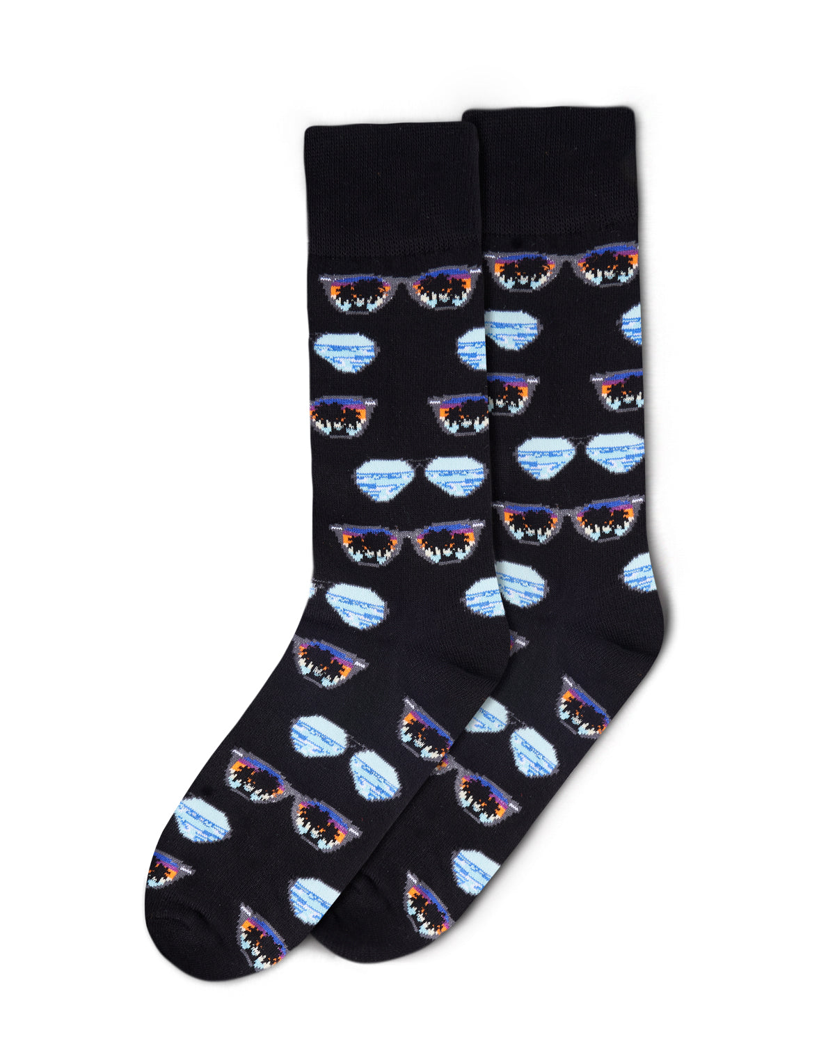 Men's Cool Sunglasses Bamboo Blend Novelty Crew Sock : Color: Black