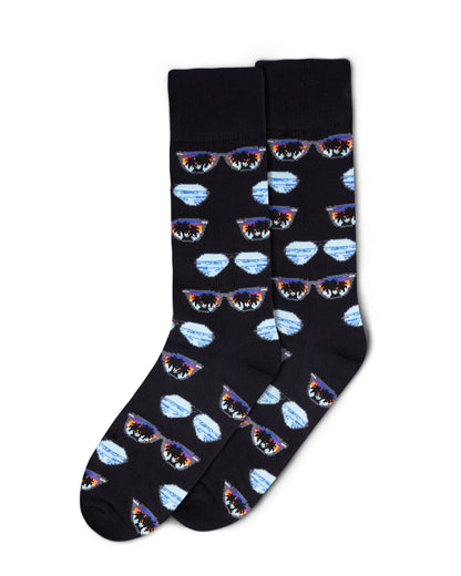 Men's Cool Sunglasses Bamboo Blend Novelty Crew Sock : Color: Black