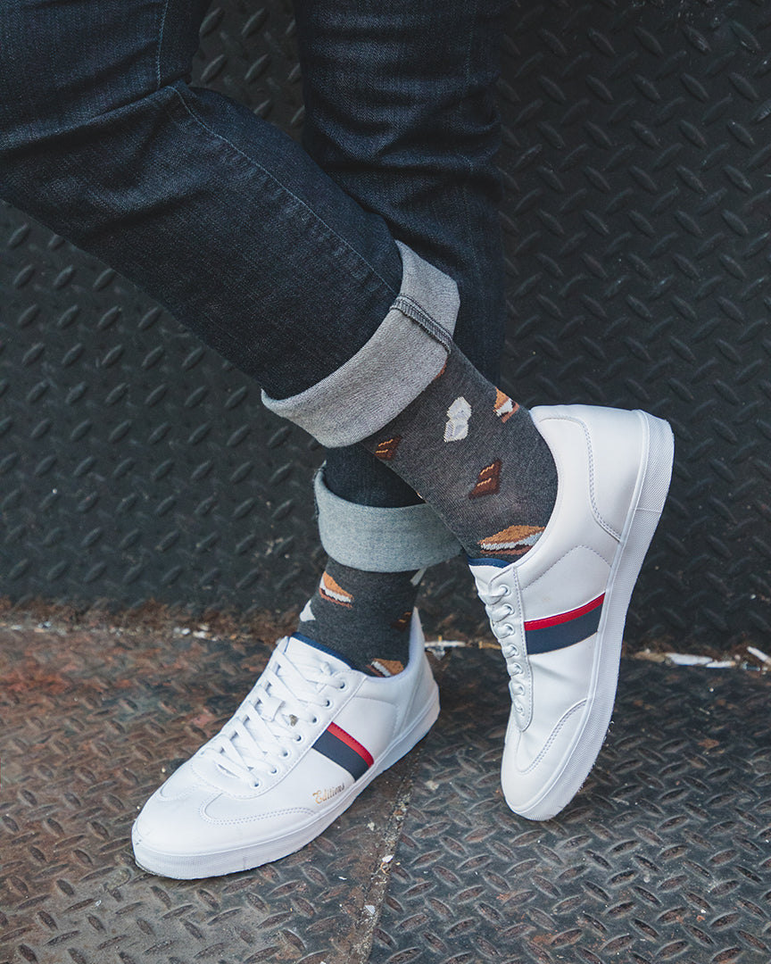 Men's I'd Like S'mores Please Bamboo Blend Crew Sock : Color: Charcoal