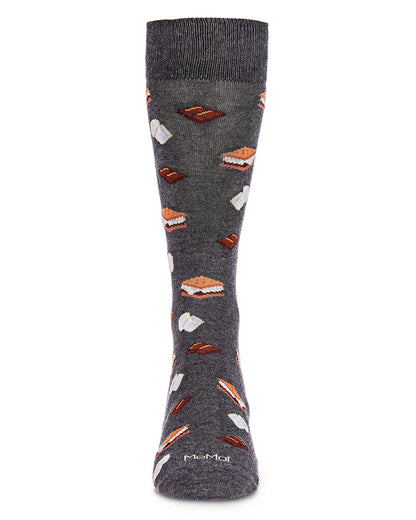Men's I'd Like S'mores Please Bamboo Blend Crew Sock : Color: Charcoal