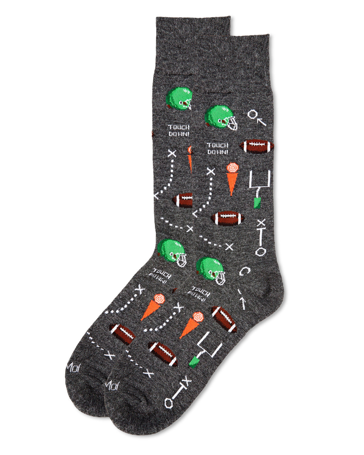 Men's Ready for Some Football Bamboo Blend Crew Sock : Color: Charcoal