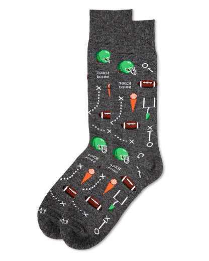 Men's Ready for Some Football Bamboo Blend Crew Sock : Color: Charcoal