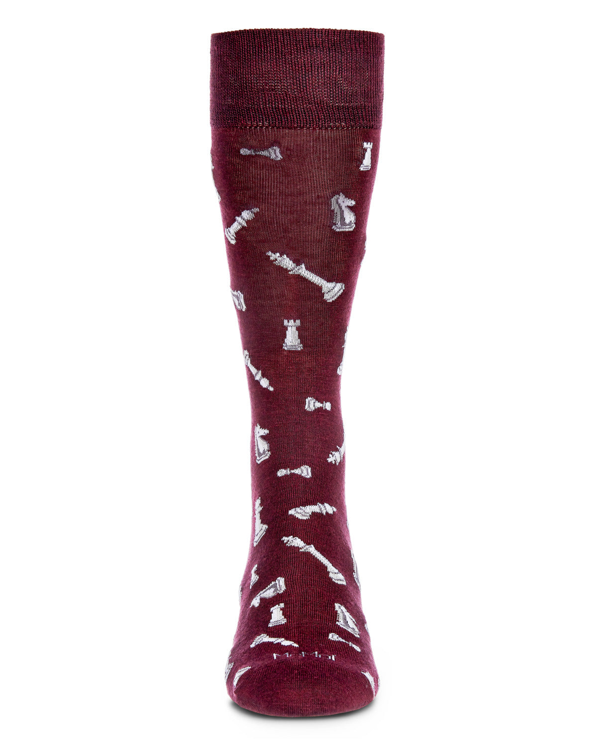 Men's Checkmate Chess Rayon From Bamboo Crew Socks : Color: Burgundy