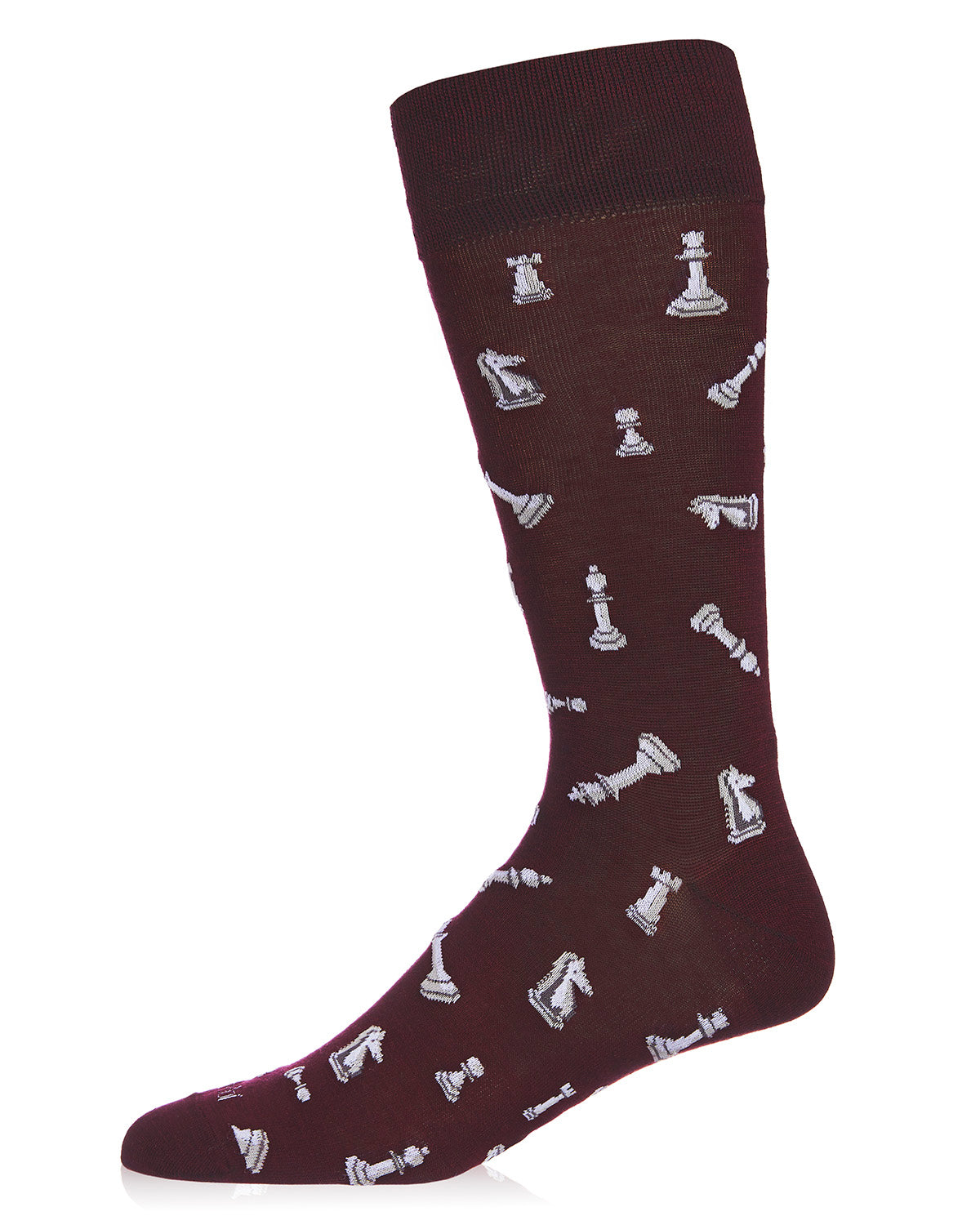 Men's Checkmate Chess Rayon From Bamboo Crew Socks : Color: Burgundy