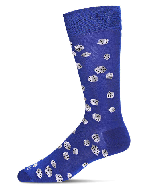 Men's Roll of the Dice Bamboo Blend Novelty Crew Sock : Color: Royal Blue