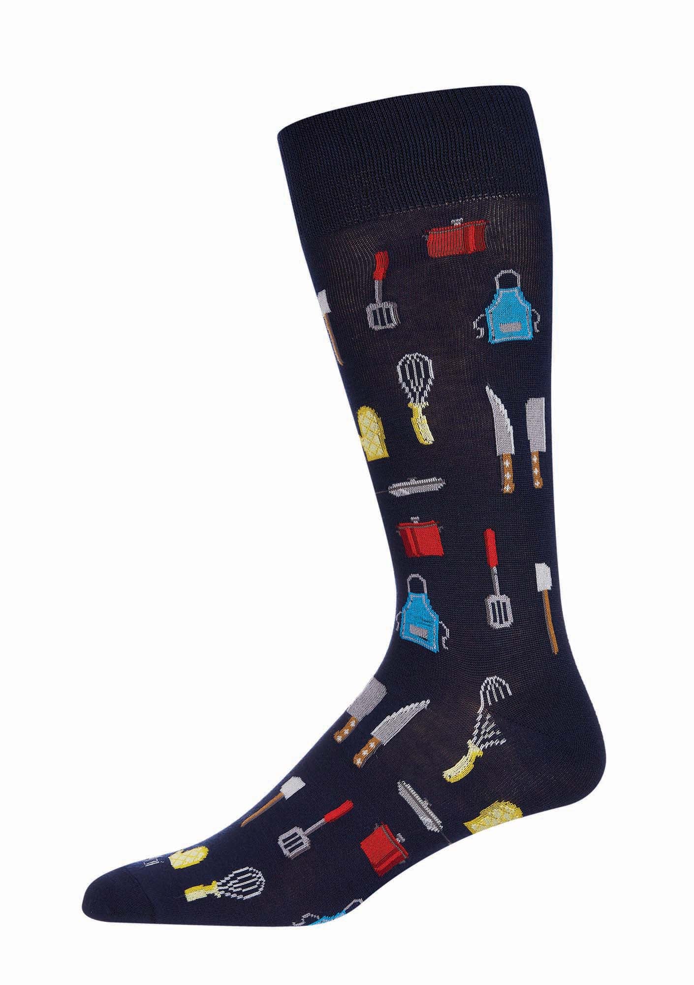 Men's Kitchen Crew Bamboo Blend Novelty Crew Sock : Color: Navy