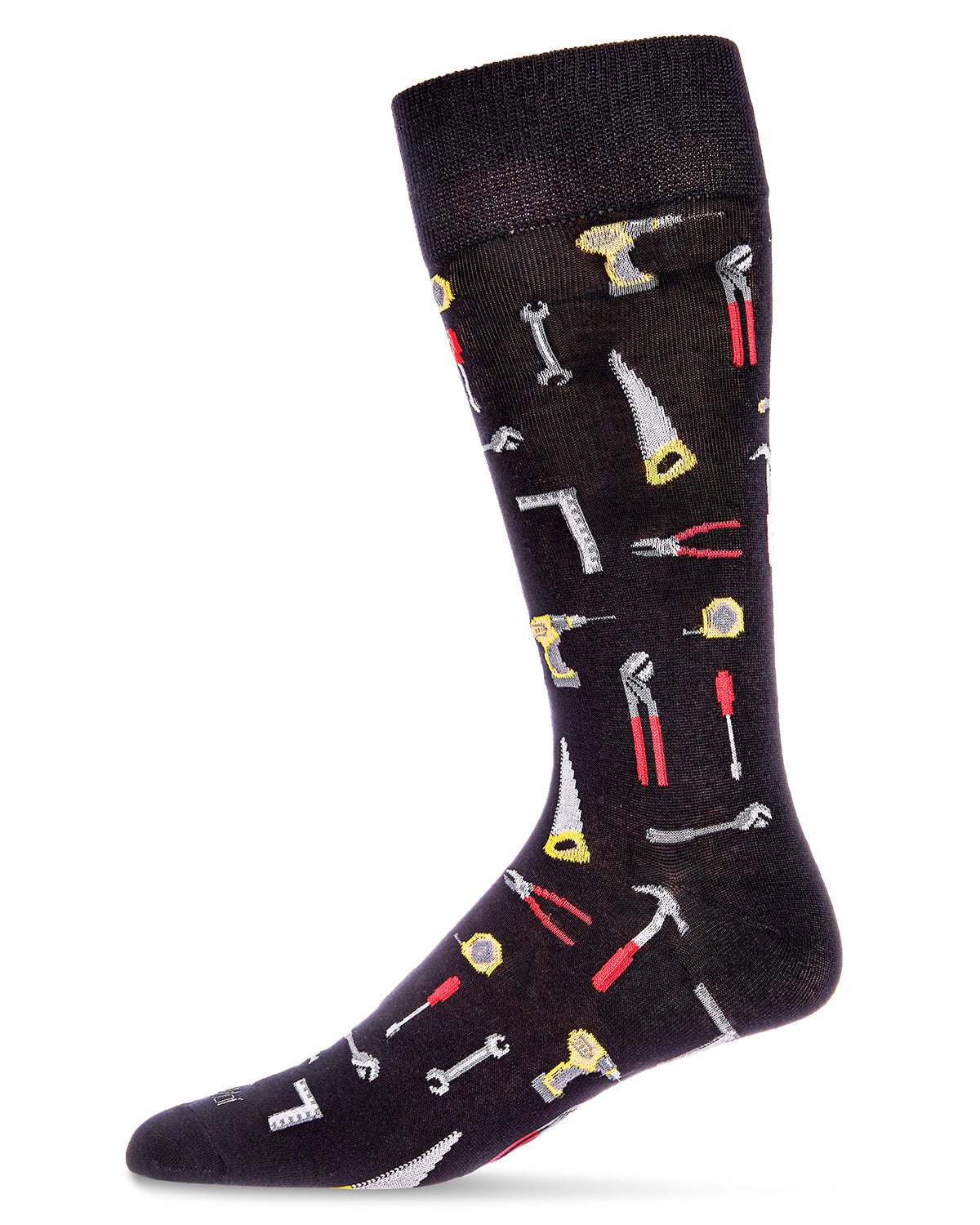 Men's "Tool Bench" Rayon from Bamboo Blend Novelty Crew Sock : Color: Black