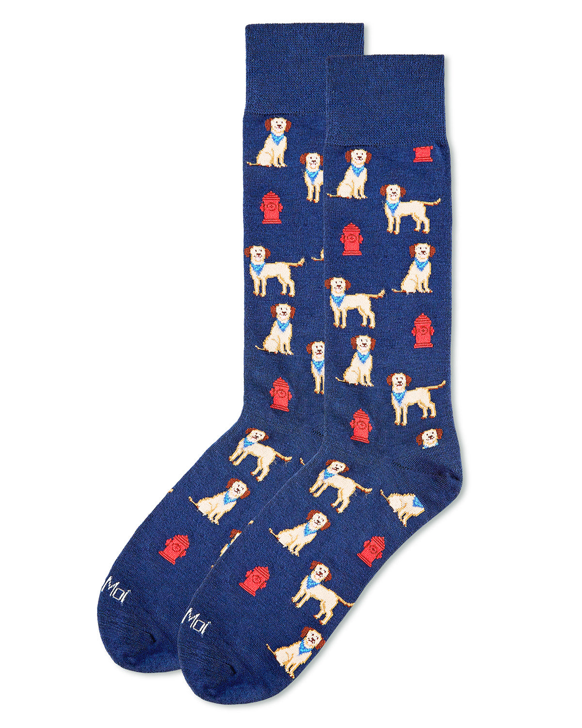 Men's Fire Hydrant Dog Bamboo Blend Novelty Crew Sock : Color: Navy
