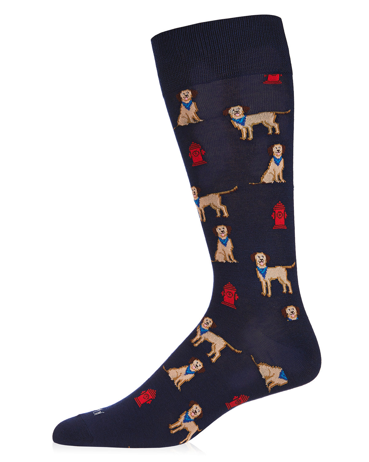 Men's Fire Hydrant Dog Bamboo Blend Novelty Crew Sock : Color: Navy
