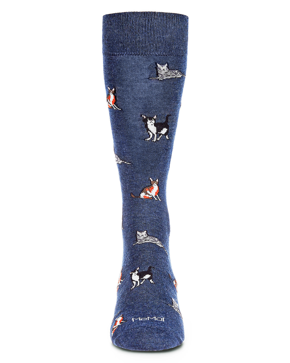 Men's Hip Cool Cats Bamboo Blend Novelty Crew Sock : Color: Dark Denim Heather