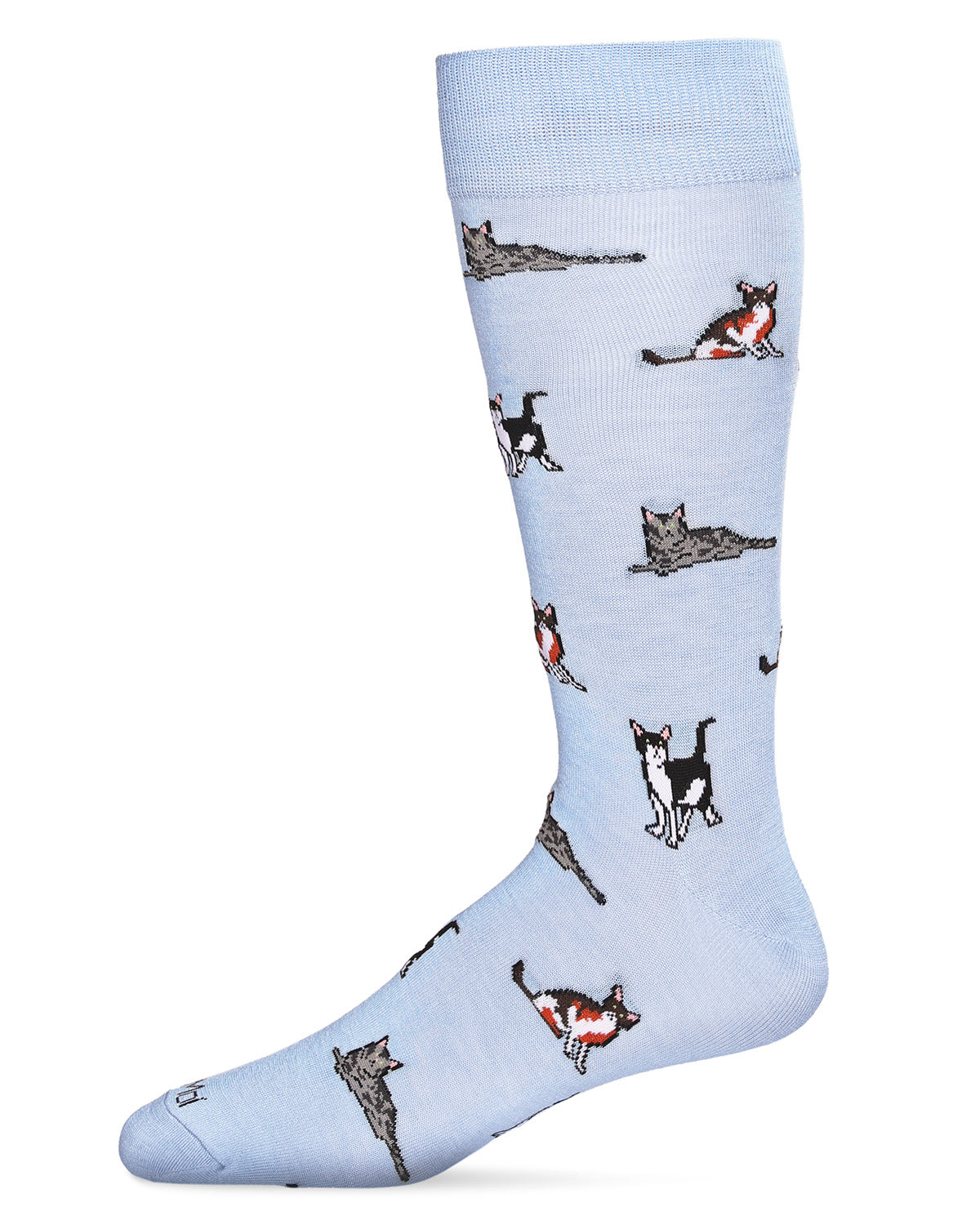 Men's Hip Cool Cats Bamboo Blend Novelty Crew Sock : Color: Light Blue