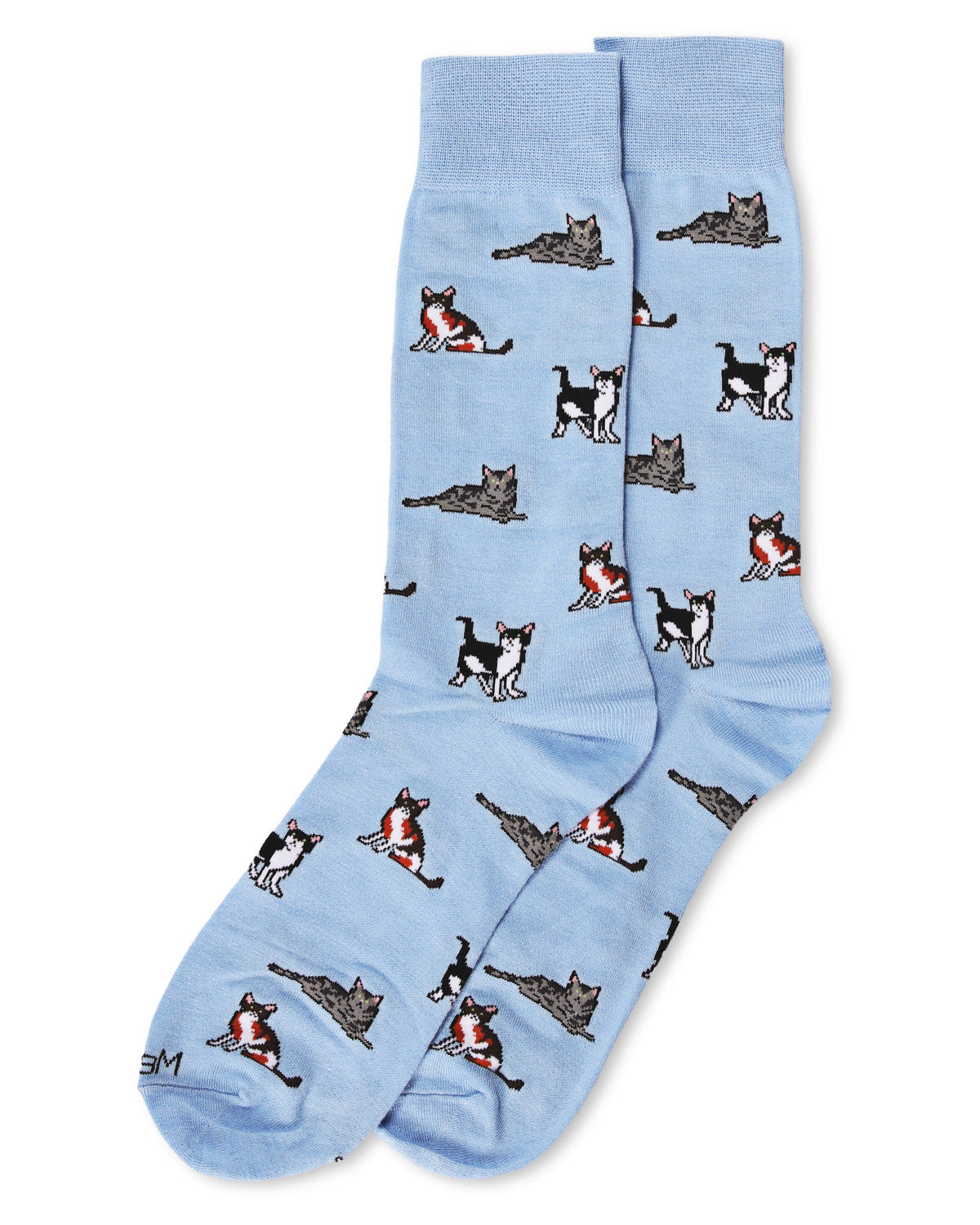 Men's Hip Cool Cats Bamboo Blend Novelty Crew Sock : Color: Light Blue