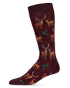 Men's Oh Deer Bamboo Blend Novelty Crew Sock : Color: Burgundy