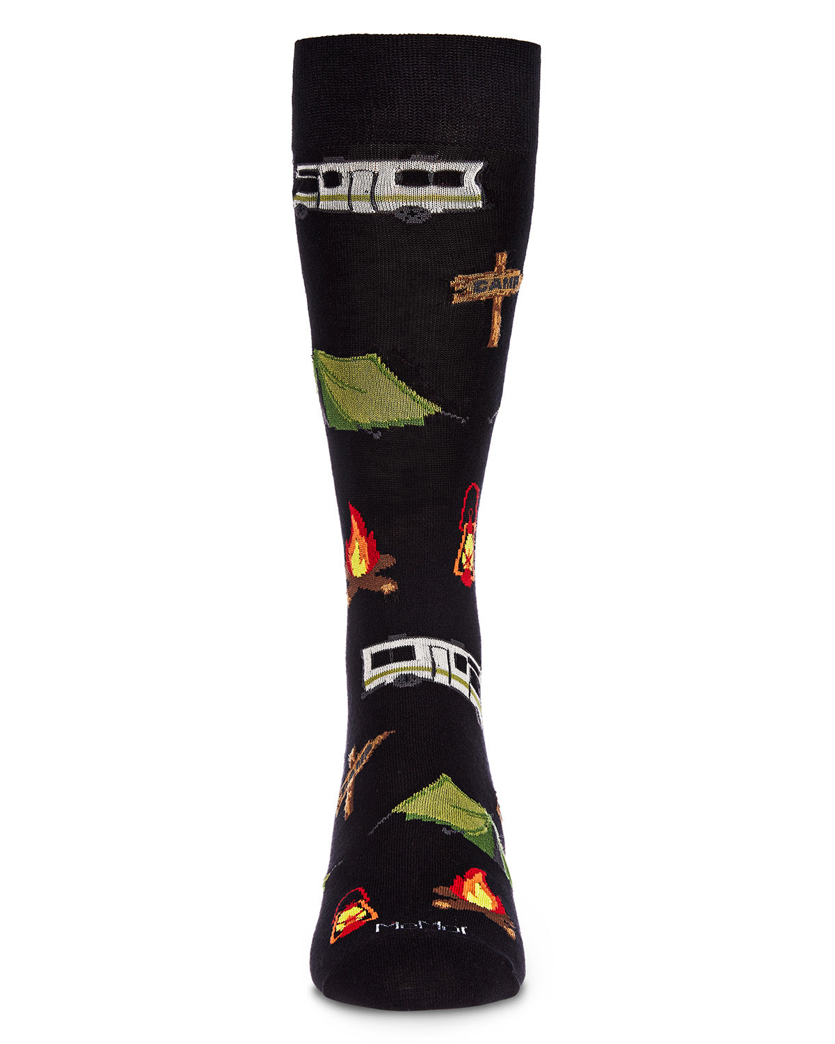 Men's Happy Camper Bamboo Blend Novelty Crew Sock : Color: Black