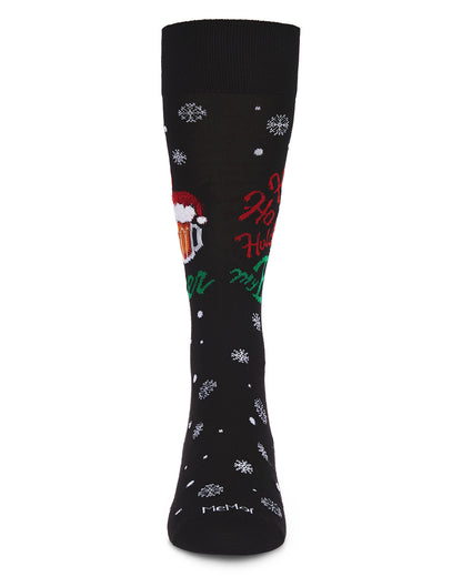 Men's Ho Ho Hold My Beer Holiday Novelty Crew Socks : Color: Black