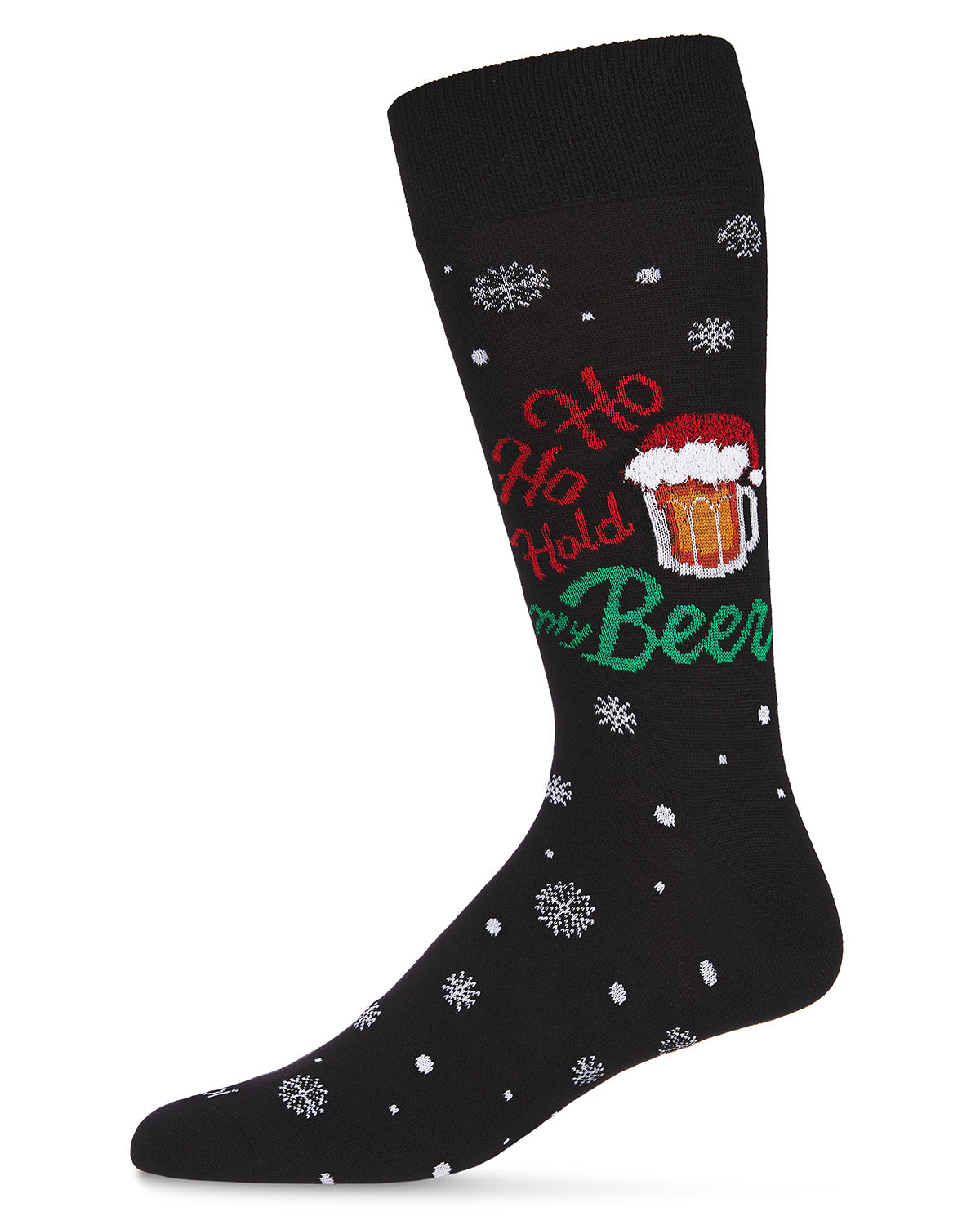 Men's Ho Ho Hold My Beer Holiday Novelty Crew Socks : Color: Black