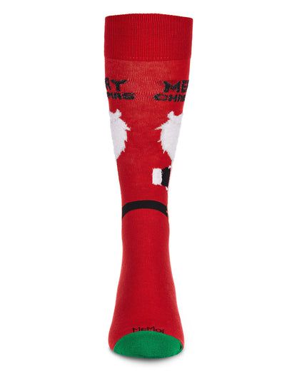 Men's Santa Claus and Suds Holiday Crew Novelty Socks : Color: Tango Red