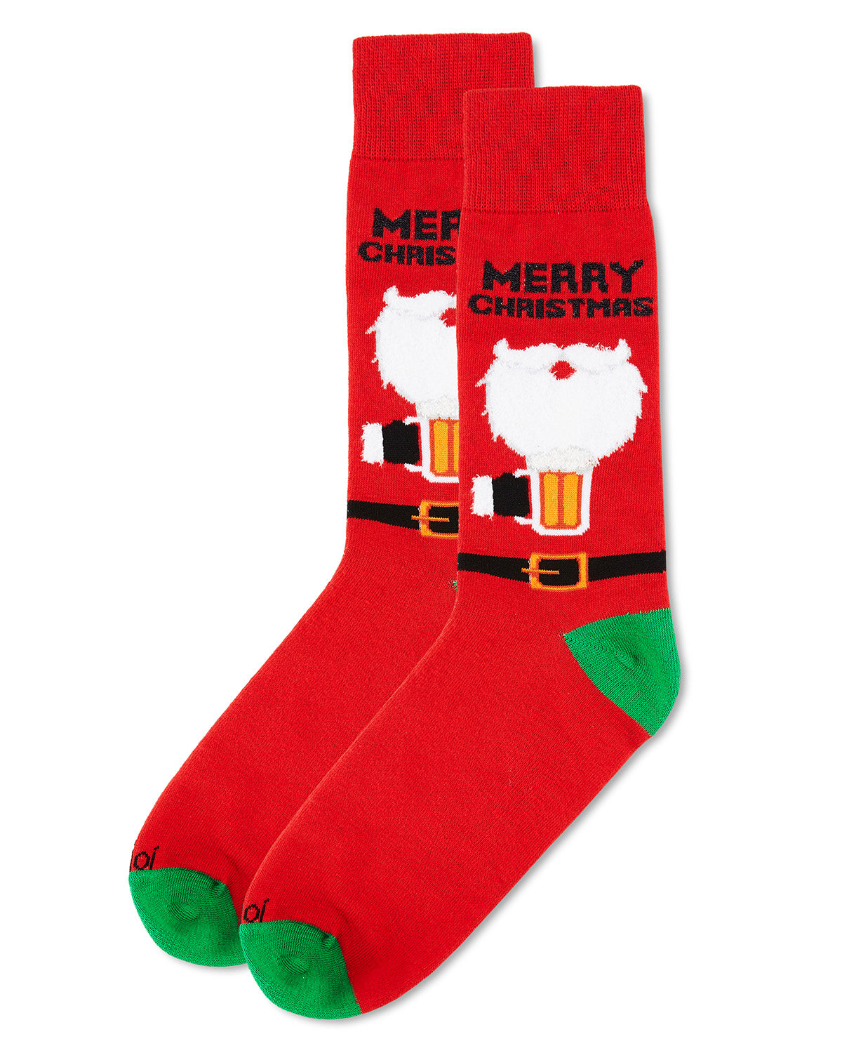 Men's Santa Claus and Suds Holiday Crew Novelty Socks : Color: Tango Red
