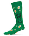 Men's Here for The Beer St. Patrick's Day Novelty Crew Sock : Color: Jolly Green