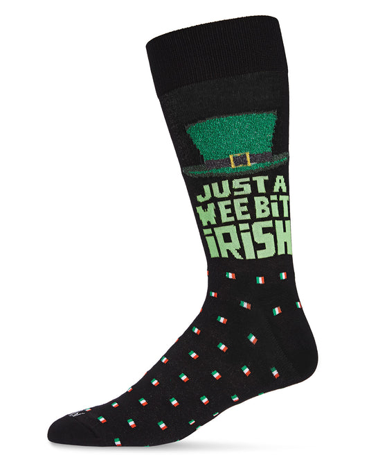 Men's Wee Bit Irish St. Patrick's Day Novelty Crew Sock : Color: Black