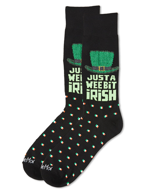 Men's Wee Bit Irish St. Patrick's Day Novelty Crew Sock : Color: Black