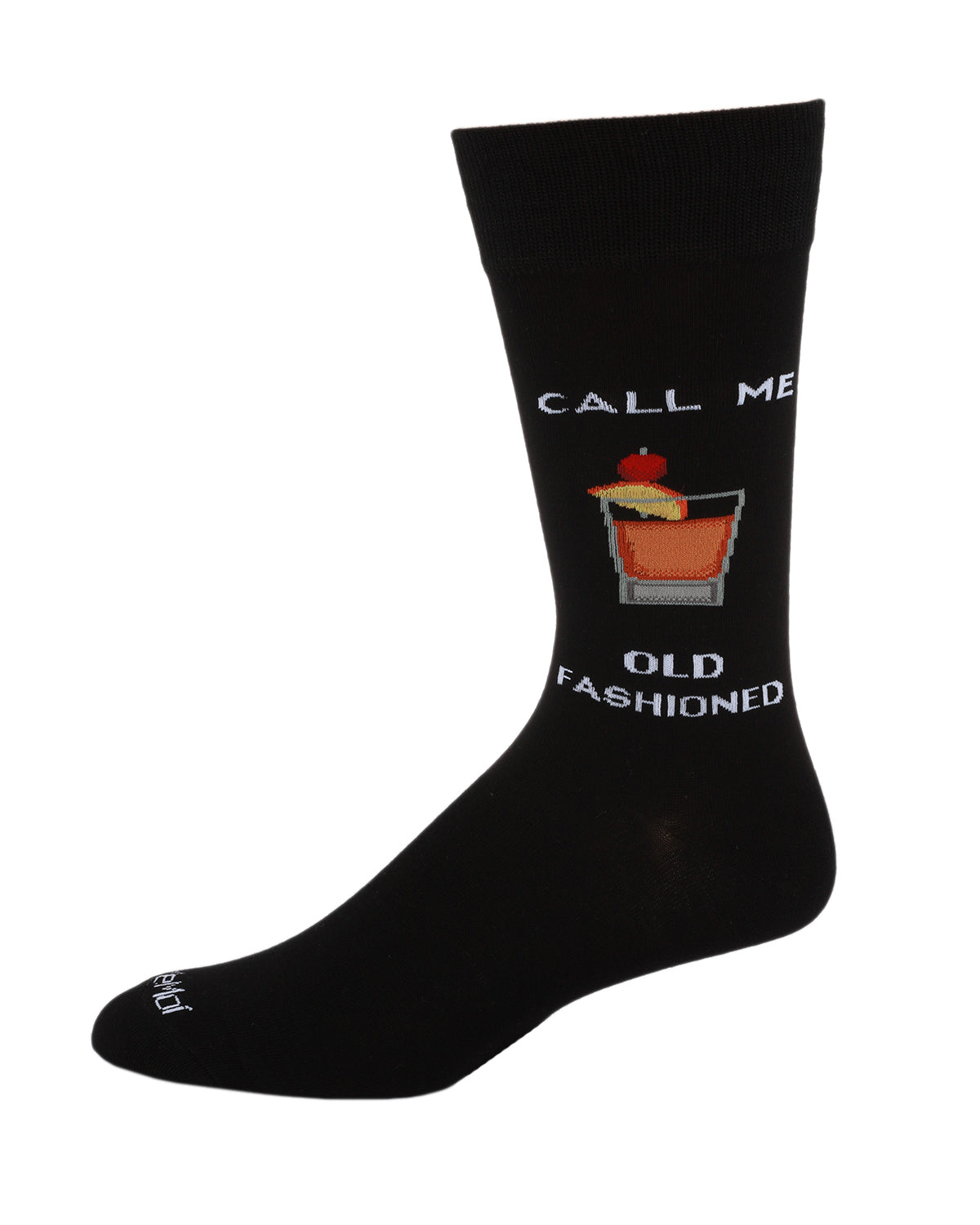 Men's "Call Me Old Fashioned" Rayon From Bamboo Novelty Crew Sock : Color: Black