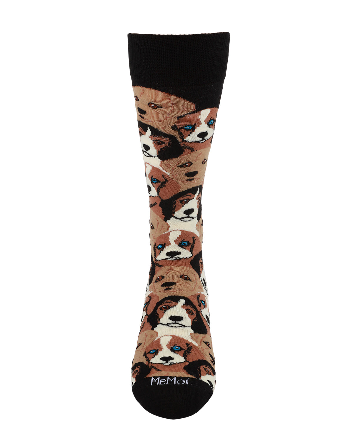 Men's Puppy Dog Face Bamboo Blend Novelty Crew Sock : Color: Black