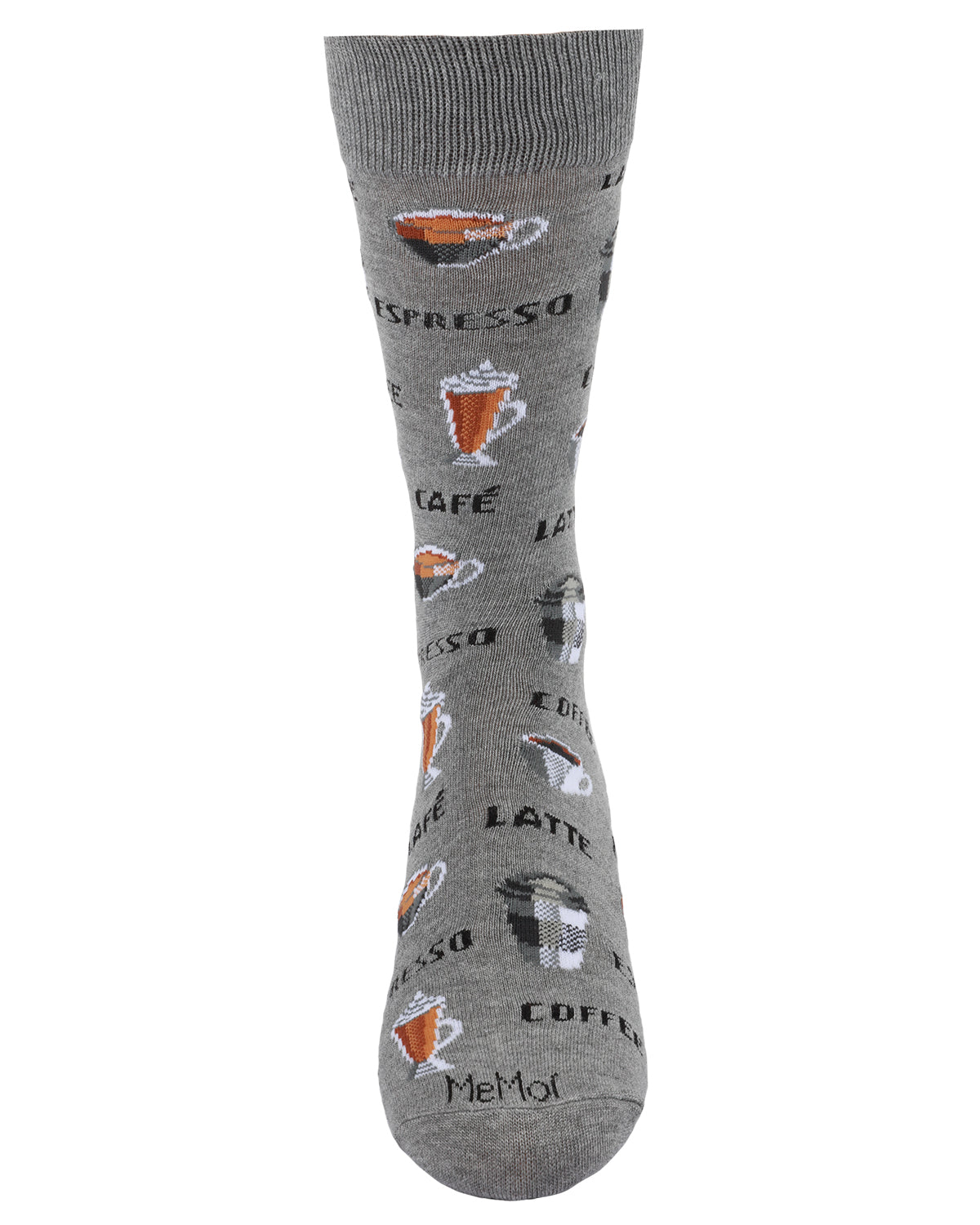 Coffee Time Men's Bamboo Blend Novelty Crew Sock : Color: Medium Gray Heather